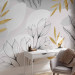 Wall Mural Spring abstraction - leaves and flowers with golden elements 138803 additionalThumb 4