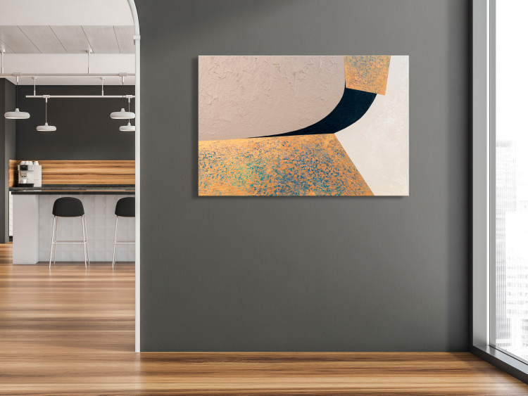 Canvas Print Abstraction (1-piece) - golden and beige shapes contrasted with black 143803 additionalImage 3