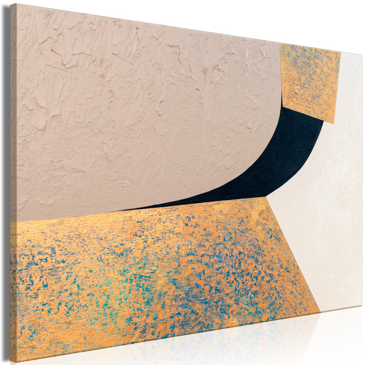 Canvas Print Abstraction (1-piece) - golden and beige shapes contrasted with black 143803 additionalImage 2