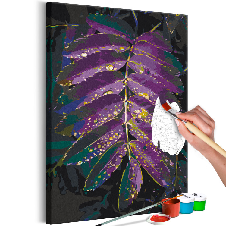 Paint by Number Kit Jungle Vegetation - Large Purple Leaf With Raindrops 146203 additionalImage 5