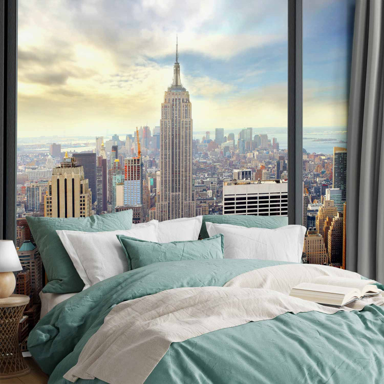 Wall Mural City from Above - Photo of New York from behind the Glass of an Apartment Building 146403 additionalImage 2