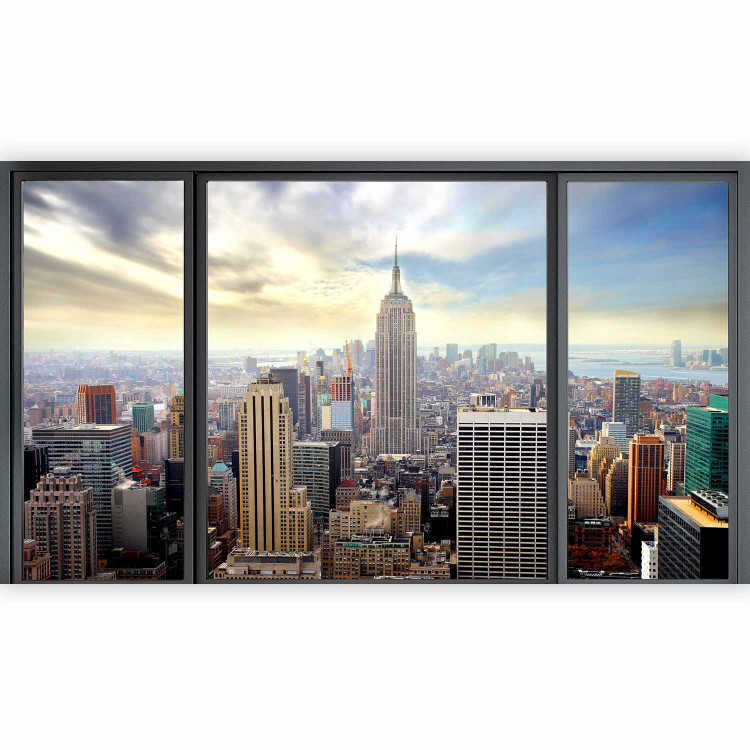 Wall Mural City from Above - Photo of New York from behind the Glass of an Apartment Building 146403 additionalImage 1