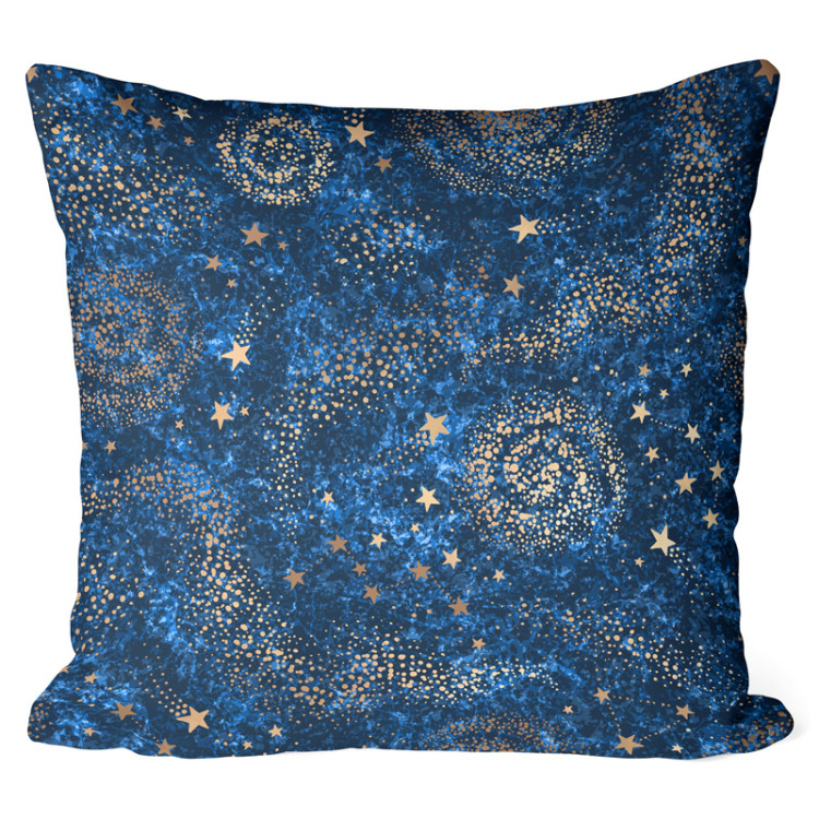 Decorative Microfiber Pillow Starry sky - abstract blue motif with gold accents cushions 146903