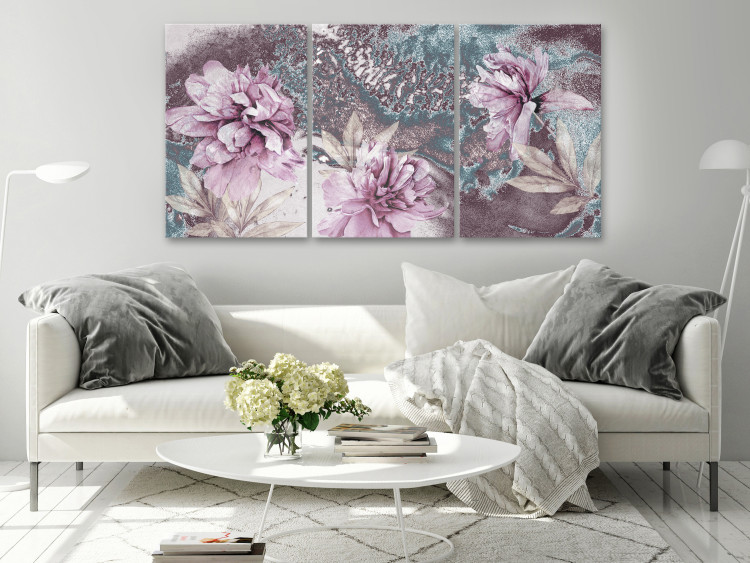 Canvas Print Peonies in Bloom - Floral Composition in Blue 149803 additionalImage 3
