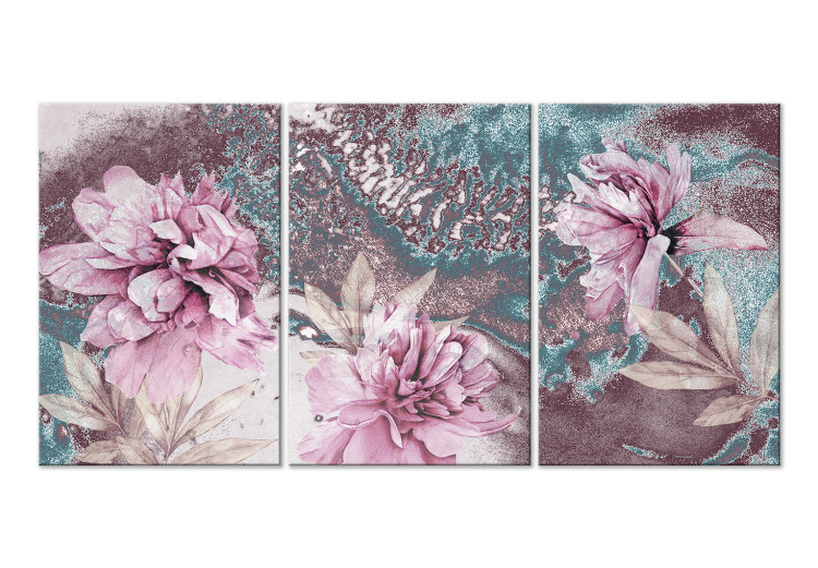 Canvas Print Peonies in Bloom - Floral Composition in Blue 149803