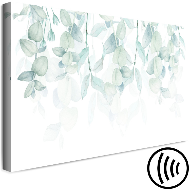 Canvas Print Pastel Vegetation - Green Leaves on Twigs on a White Background 150403 additionalImage 6