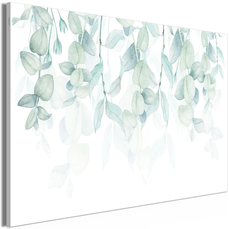 Canvas Print Pastel Vegetation - Green Leaves on Twigs on a White Background 150403 additionalImage 2