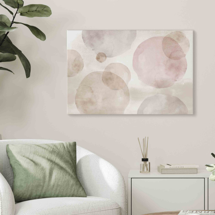 Canvas Print Levitating Beauty - A Light Composition of Beige Watercolor Circles 151203 additionalImage 3