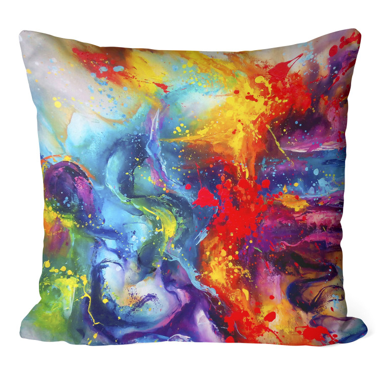 Decorative Microfiber Pillow Swirl of Colors - A Colorful Abstraction Imitating the Explosion of Paint on the Material 151303