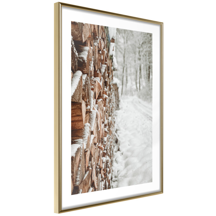 Poster Winter Forest - Photography of a Pile of Wood on a Snowy Forest Road 151703 additionalImage 6