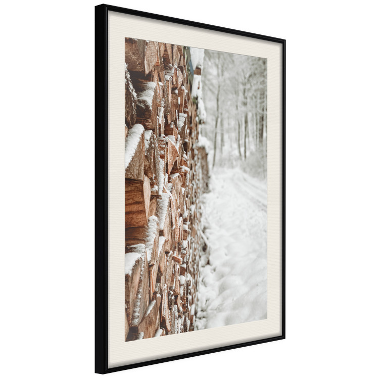 Poster Winter Forest - Photography of a Pile of Wood on a Snowy Forest Road 151703 additionalImage 9