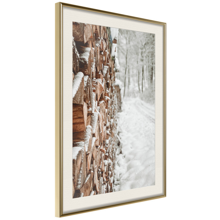 Poster Winter Forest - Photography of a Pile of Wood on a Snowy Forest Road 151703 additionalImage 8
