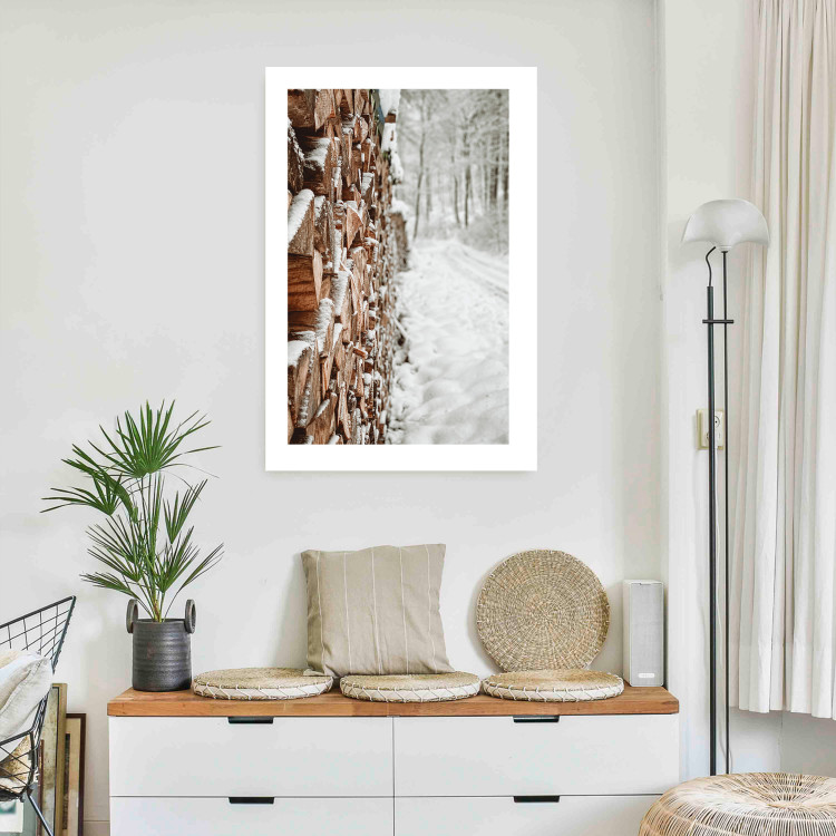 Poster Winter Forest - Photography of a Pile of Wood on a Snowy Forest Road 151703 additionalImage 10