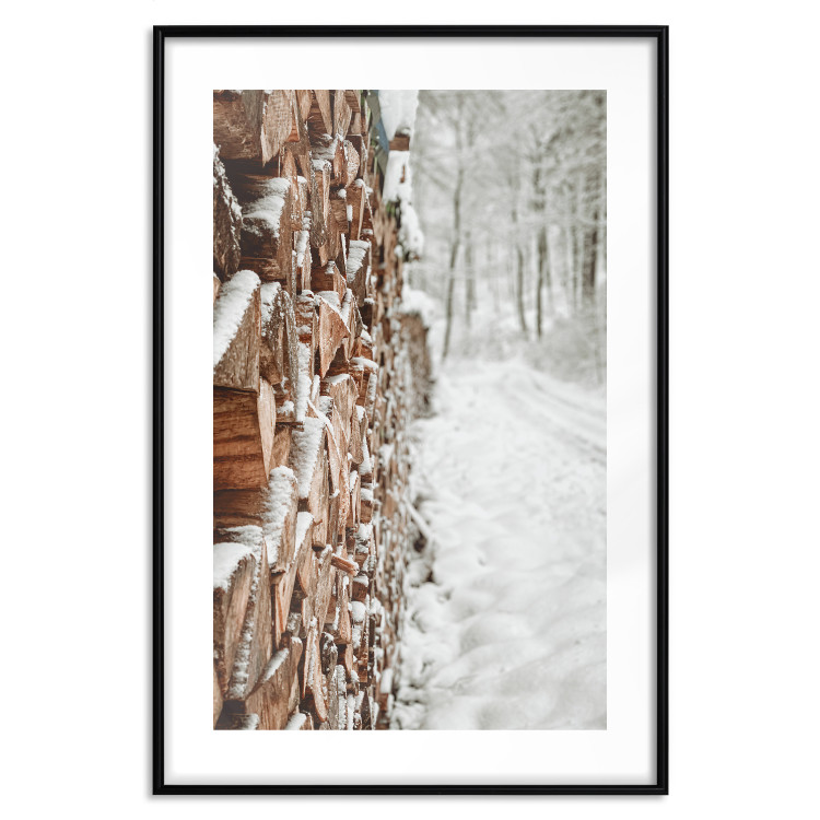 Poster Winter Forest - Photography of a Pile of Wood on a Snowy Forest Road 151703 additionalImage 22