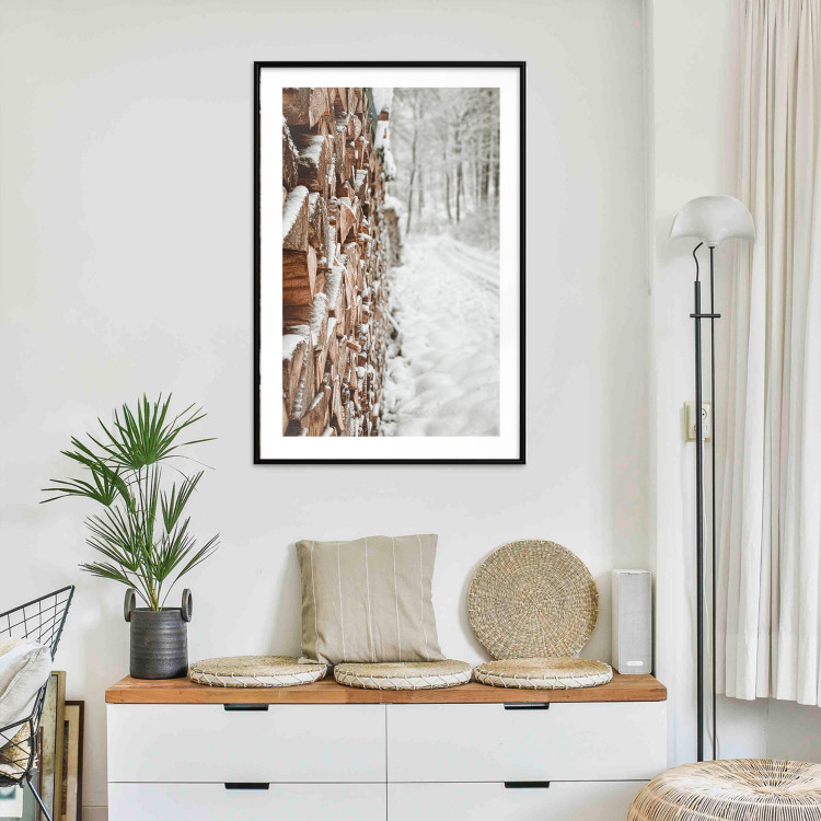 Poster Winter Forest - Photography of a Pile of Wood on a Snowy Forest Road 151703 additionalImage 14