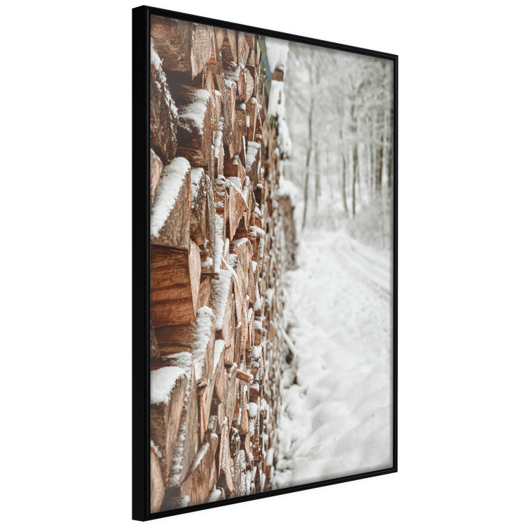 Poster Winter Forest - Photography of a Pile of Wood on a Snowy Forest Road 151703 additionalImage 5