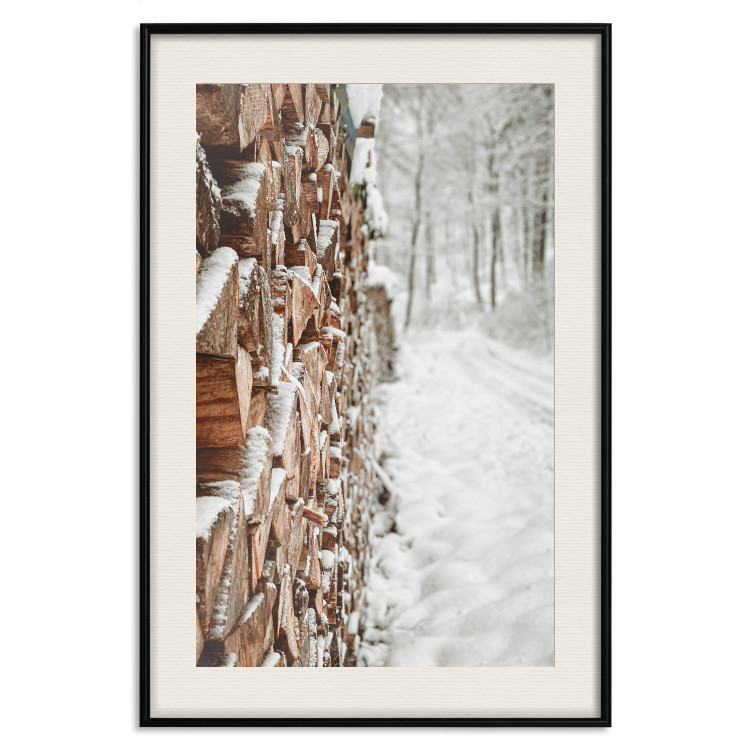 Poster Winter Forest - Photography of a Pile of Wood on a Snowy Forest Road 151703 additionalImage 23
