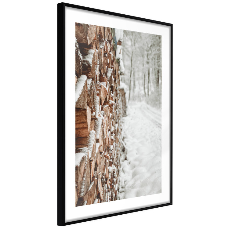 Poster Winter Forest - Photography of a Pile of Wood on a Snowy Forest Road 151703 additionalImage 4