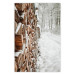 Poster Winter Forest - Photography of a Pile of Wood on a Snowy Forest Road 151703