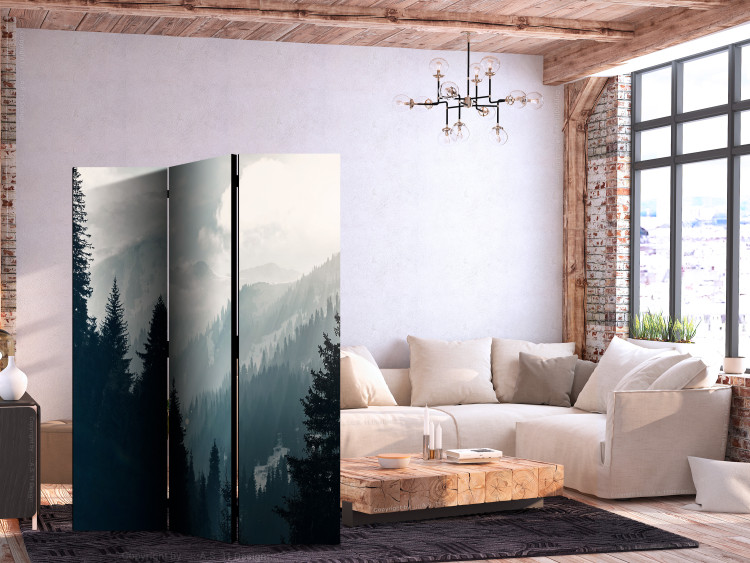 Folding Screen Sunny Landscape - Snowy Mountains Covered With Christmas Trees [Room Dividers] 159803 additionalImage 4