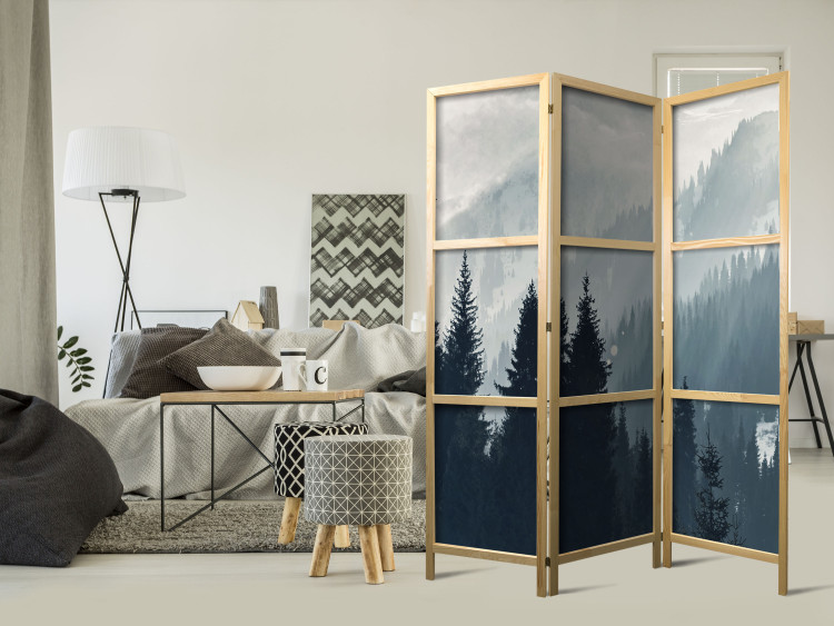 Folding Screen Sunny Landscape - Snowy Mountains Covered With Christmas Trees [Room Dividers] 159803 additionalImage 8