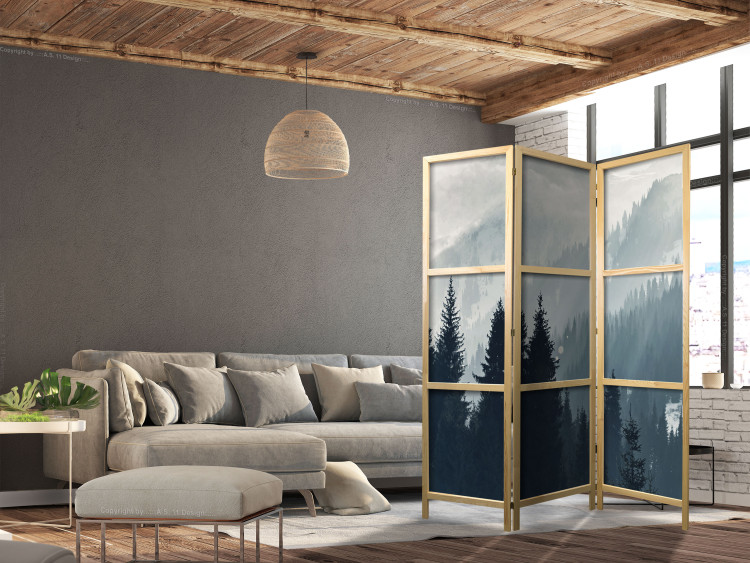 Folding Screen Sunny Landscape - Snowy Mountains Covered With Christmas Trees [Room Dividers] 159803 additionalImage 6