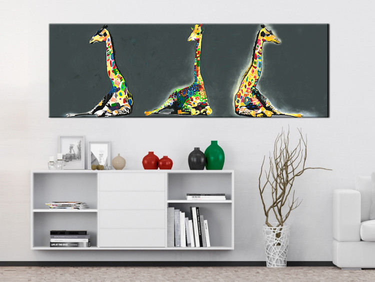 Canvas Art Print Colourful Giraffes 91603 additionalImage 3