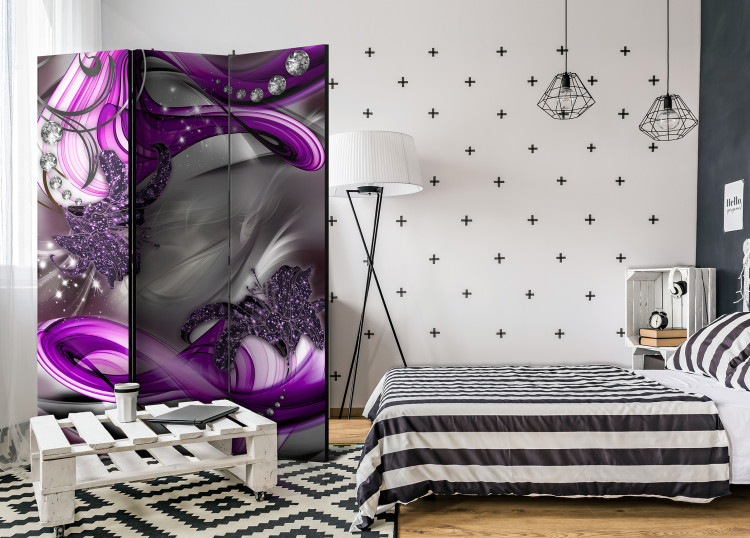 Room Divider Screen Sounds of Senses - abstract purple waves in an expressionist motif 95403 additionalImage 2