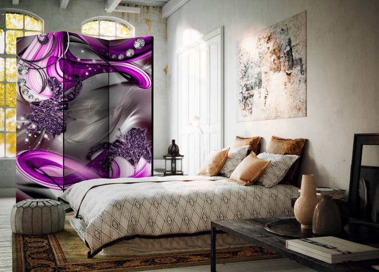 Room Divider Screen Sounds of Senses - abstract purple waves in an expressionist motif 95403 additionalImage 4