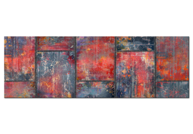 Canvas Metal Mosaic: Red - Urban Abstraction of Metal Textures 97503