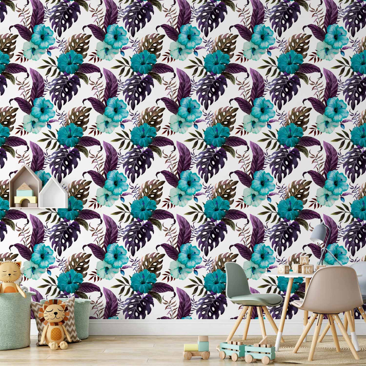Wallpaper Tropical Flowers (Turquoise) 108513 additionalImage 8