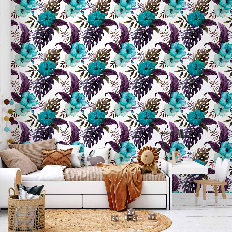 Wallpaper Tropical Flowers (Turquoise) 108513 additionalImage 10