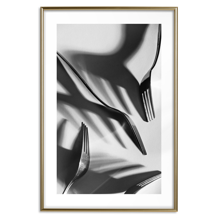 Poster Four forks - black and white composition with retro-style cutlery 114913 additionalImage 14