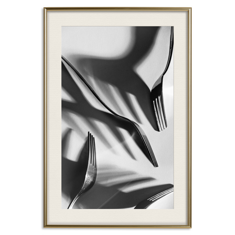 Poster Four forks - black and white composition with retro-style cutlery 114913 additionalImage 19