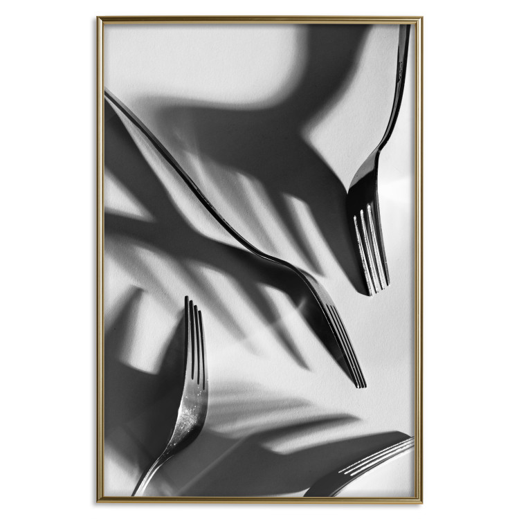 Poster Four forks - black and white composition with retro-style cutlery 114913 additionalImage 20