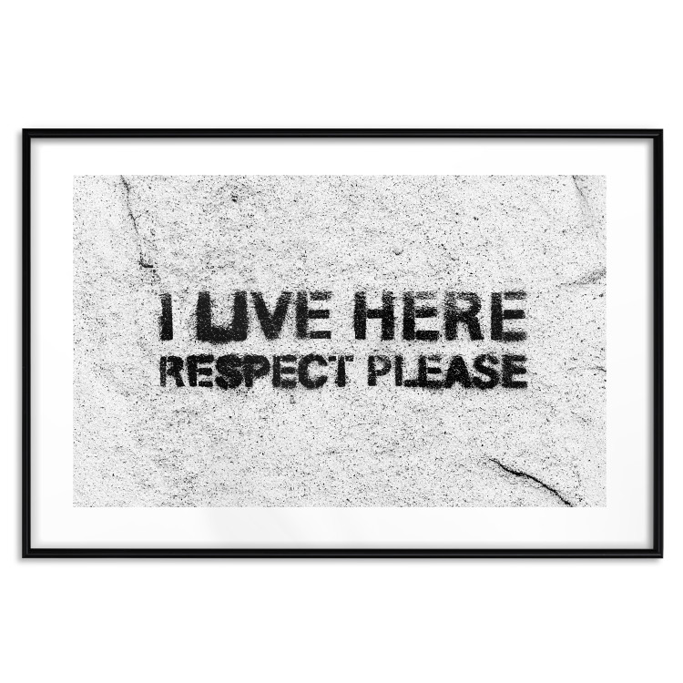 Poster I live here respect please - black English texts on a grey background 115113 additionalImage 15