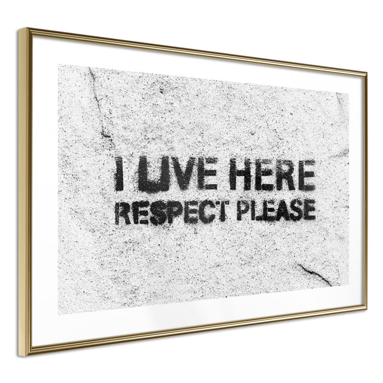 Poster I live here respect please - black English texts on a grey background 115113 additionalImage 6