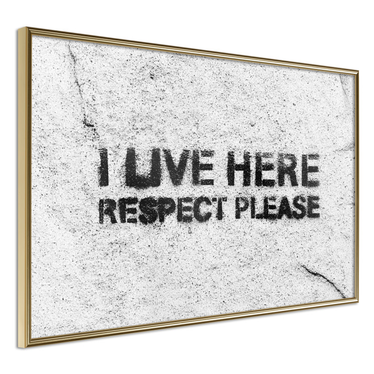 Poster I live here respect please - black English texts on a grey background 115113 additionalImage 12