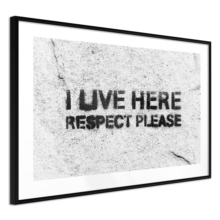 Poster I live here respect please - black English texts on a grey background 115113 additionalImage 11