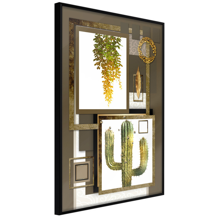 Wall Poster Tropical Plants - cactus and leaves on a background of geometric abstraction 116313 additionalImage 10