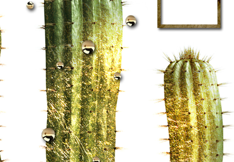 Wall Poster Tropical Plants - cactus and leaves on a background of geometric abstraction 116313 additionalImage 9