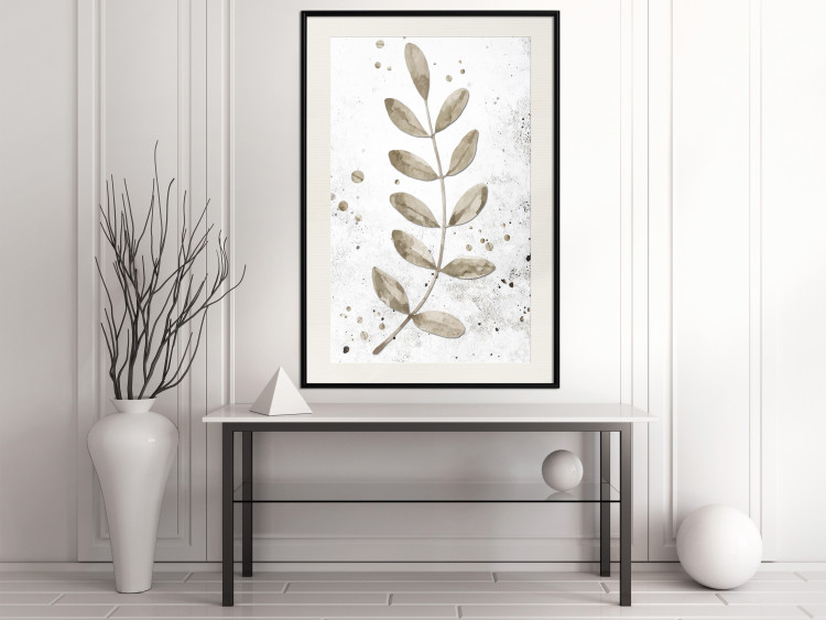 Wall Poster Single Branch - delicate autumn leaves on a grayscale background 116413 additionalImage 22
