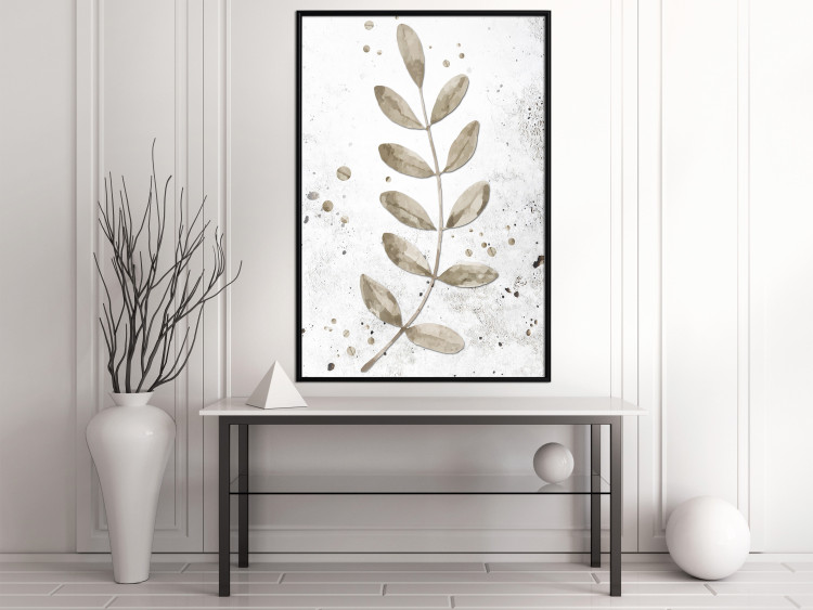 Wall Poster Single Branch - delicate autumn leaves on a grayscale background 116413 additionalImage 10