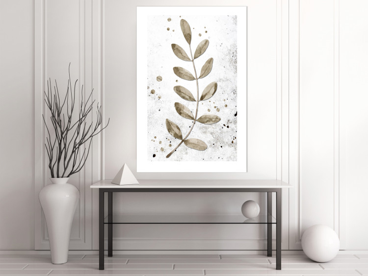 Wall Poster Single Branch - delicate autumn leaves on a grayscale background 116413 additionalImage 12