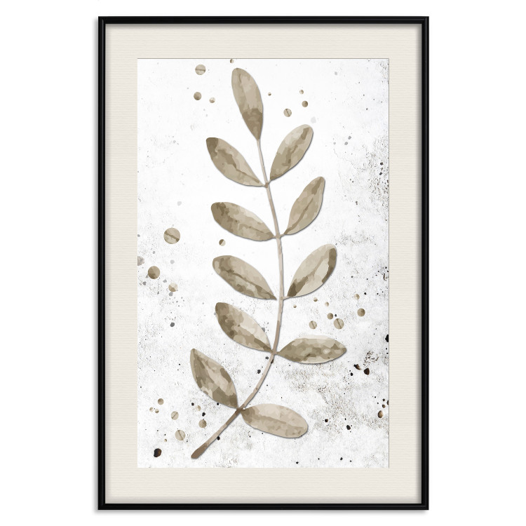 Wall Poster Single Branch - delicate autumn leaves on a grayscale background 116413 additionalImage 18