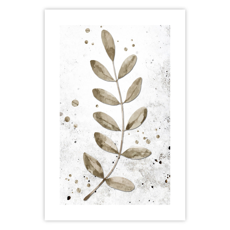 Wall Poster Single Branch - delicate autumn leaves on a grayscale background 116413 additionalImage 25