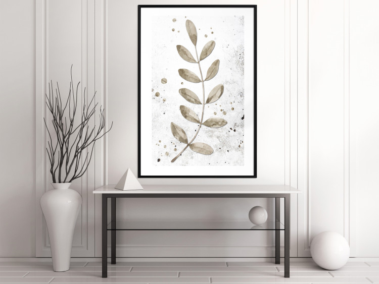 Wall Poster Single Branch - delicate autumn leaves on a grayscale background 116413 additionalImage 12
