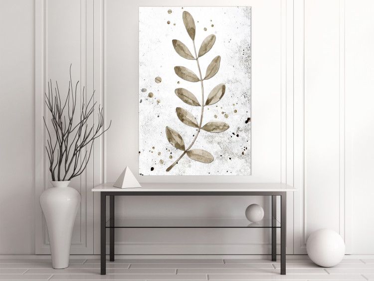 Wall Poster Single Branch - delicate autumn leaves on a grayscale background 116413 additionalImage 17
