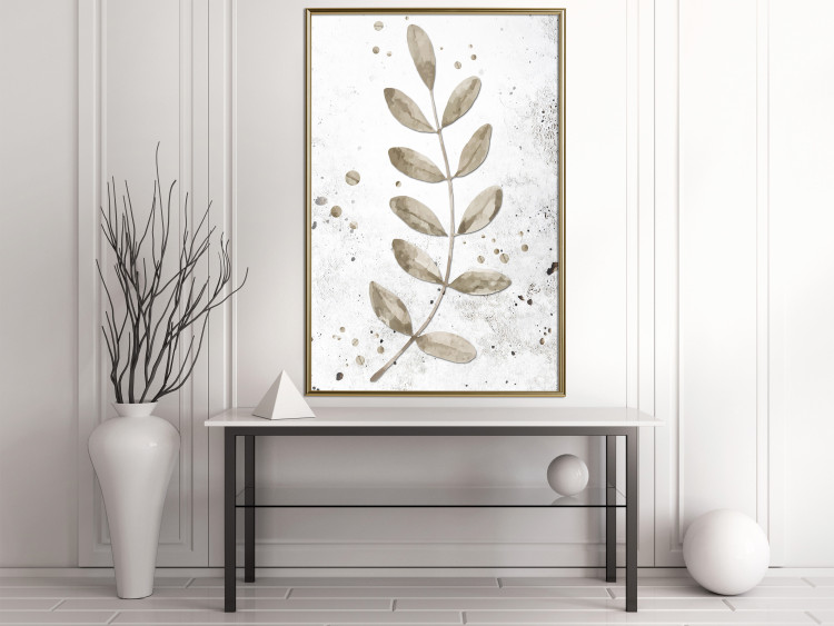 Wall Poster Single Branch - delicate autumn leaves on a grayscale background 116413 additionalImage 10
