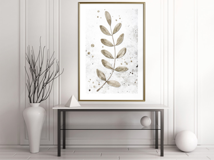Wall Poster Single Branch - delicate autumn leaves on a grayscale background 116413 additionalImage 15